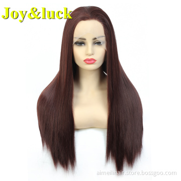 Lace Front Wholesale Prices Wigs For Women Daily Or Cosplay Long Natural Front Lace Straight 99J Color Synthetic Ladies Hair Wig